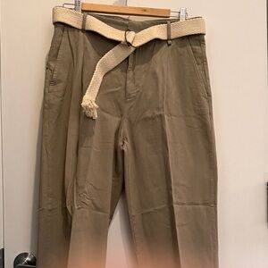 Zara Men's Khaki Chinos with Woven Belt
